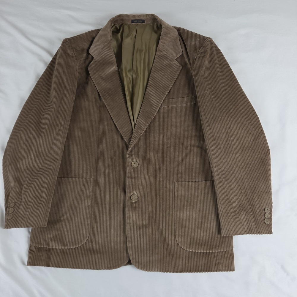 Vtg Members Only Tan Corduroy Blazer Suit Jacket 46 L Academia